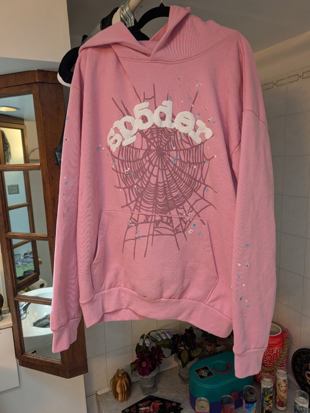 Sp5der OG Web Hoodie Pink Size XL Authentic Spider Worldwide